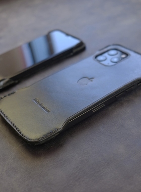 iPhone17proMAX半包真皮防摔13mini手机套牛皮保护壳适用于苹果15pro苹果16iphone14