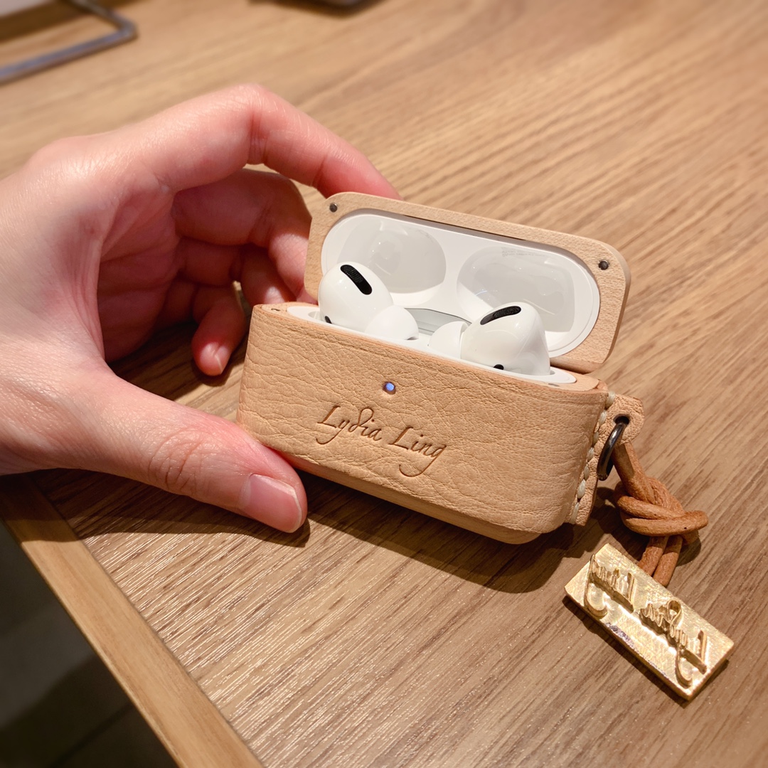 适用AirpodsPro2苹果蓝牙耳机套皮airpods 3代创意牛皮木质保护壳-封面