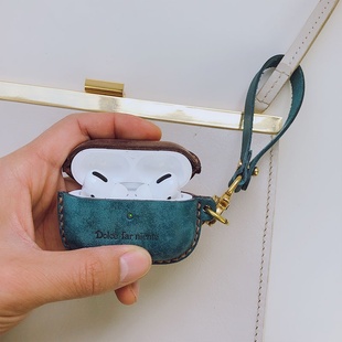 AirPods 适用于苹果无线蓝牙防摔耳机套定 pro三代保护壳真皮个性