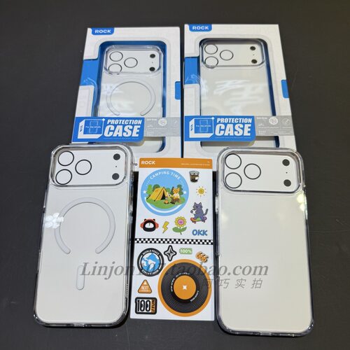 ROCK适用苹果17promax手机壳透明iPhone15ProMax硅胶磁吸16promax全包防摔壳