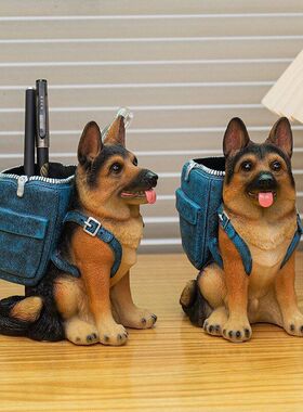 美式可爱创意笔筒狗办公室桌面