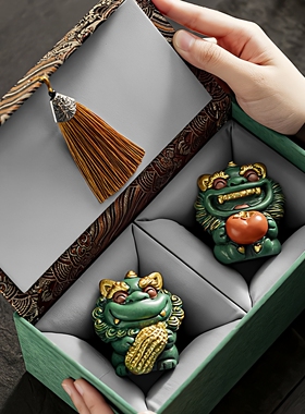 招财石狮子一对可按治愈系好事发生创意工艺品摆件毕业伴手礼