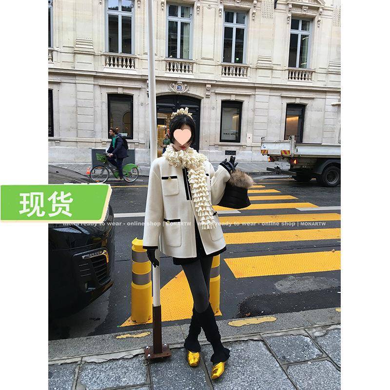 Mona家 羊毛小香风气质千金双面呢大衣外套女小个子 2024冬季新款