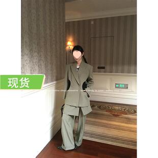 Mona家 独特漂亮时尚休闲西装外套 中腰半裙裤子两件套装女小个子