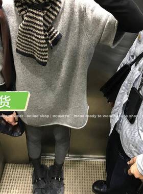 Mona家 100羊毛 灰色粉色oversize短袖针织衫上衣女内搭外穿小个