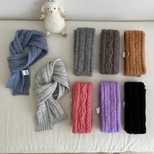 美作亲子款高智感羊毛混纺麻花小围巾女秋冬儿童围脖韩系氛围感潮