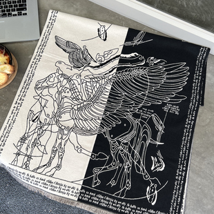 不负韶华以梦为马送礼佳品磨毛围巾女冬季时尚厚长款披肩两用学生