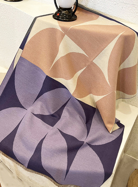 温柔紫色四叶草仿羊绒围巾女冬季披肩加长厚保暖空调房盖毯子