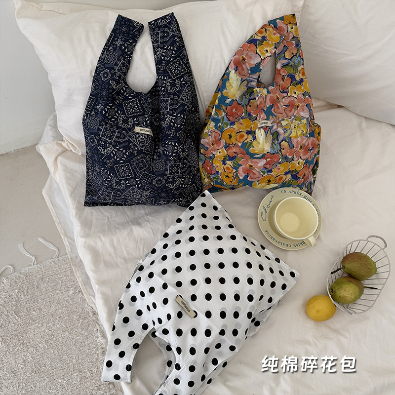 2025春夏新款韩国博主碎花帆布包手拎包包斜跨托特包通勤出游油画,箱包皮具/热销女包/男包,时尚帆布包,淘宝优惠券,粉丝福利购,淘宝优惠卷