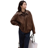 22年春装现货两色皮衣短外套229-8168-P140控198，女装皮衣，浙宝229