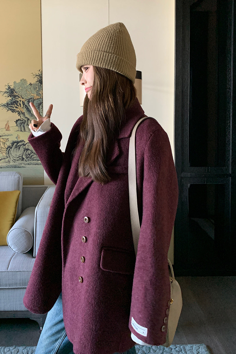 【现货】一直有货乌梅紫色双面呢西装2B175-8317-P255控378,女装毛呢外套,浙宝229