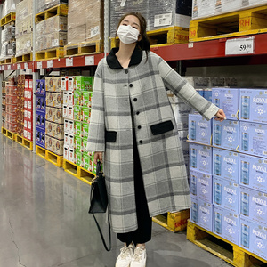 【现货】领子拼色格子双面呢大衣2B175-8205-P280控398图片