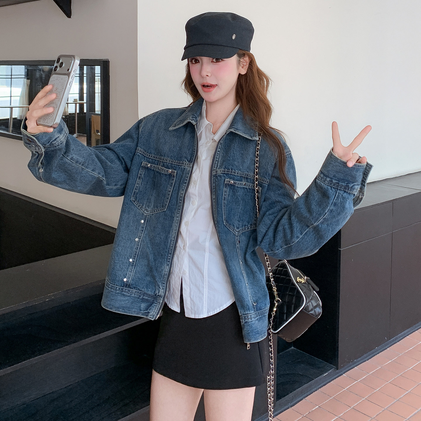 【大货】26年拉链牛仔短外套2B175-8483-P165控268,女装短外套,浙宝229