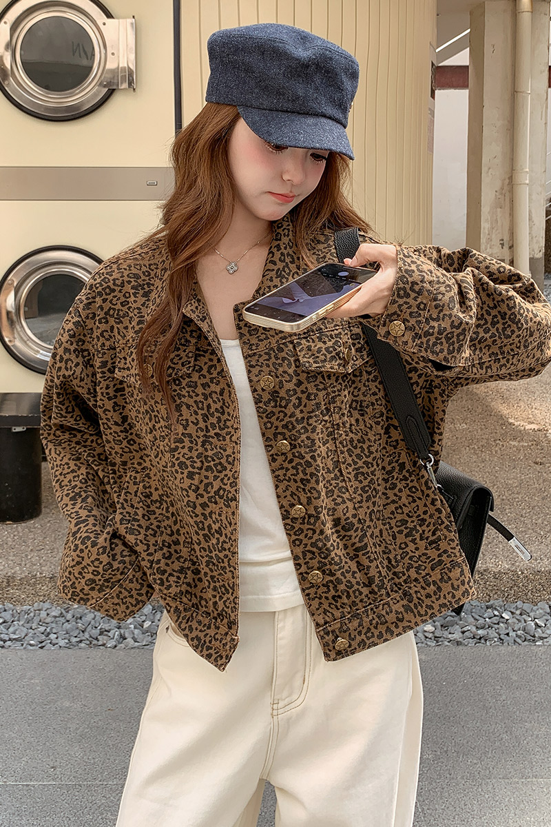 【现货】25年复古色豹纹短外套2B175-8447-P155控238,女装短外套,浙宝229