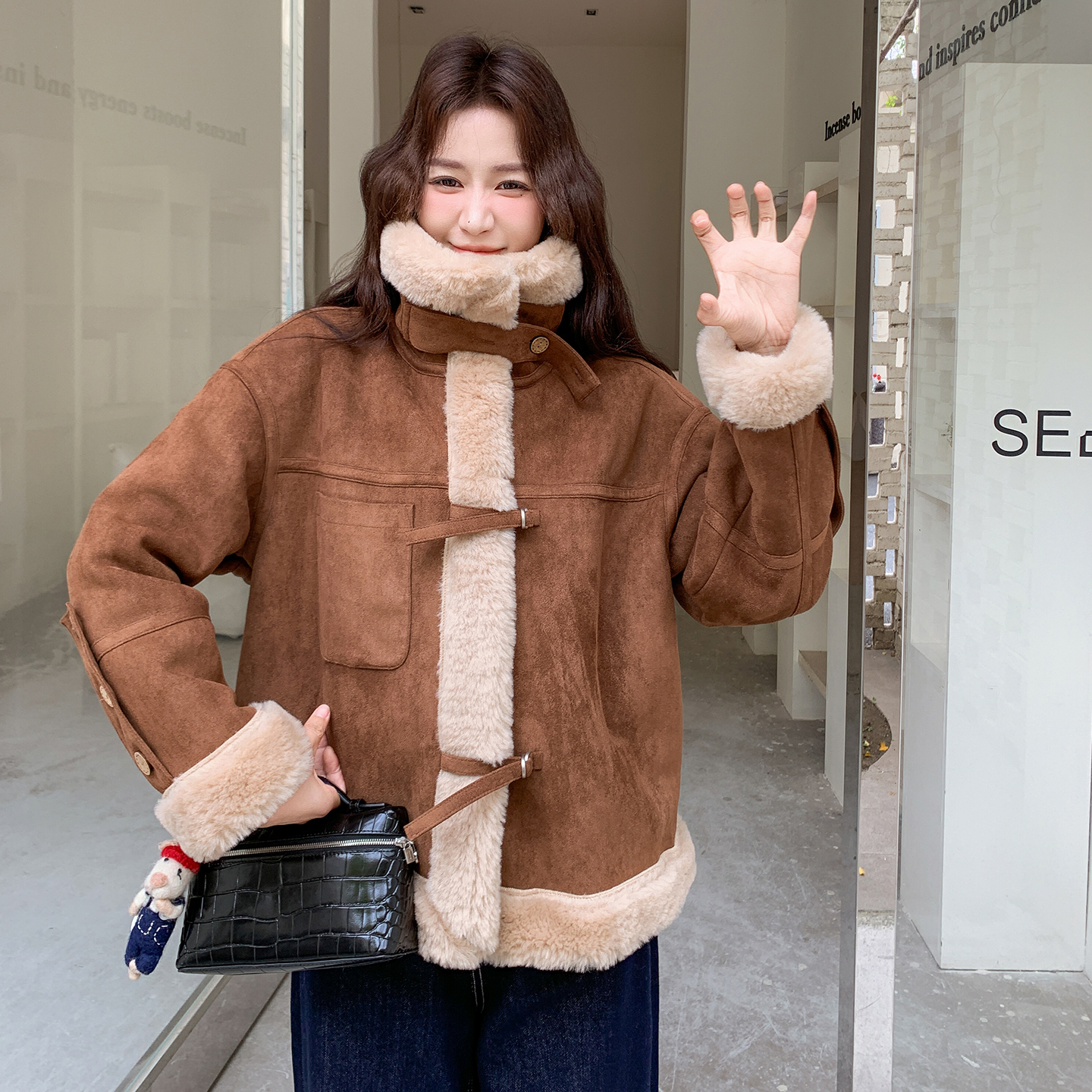 【现货】25年皮毛一体229-8472-P205控298，女装短外套，浙宝229