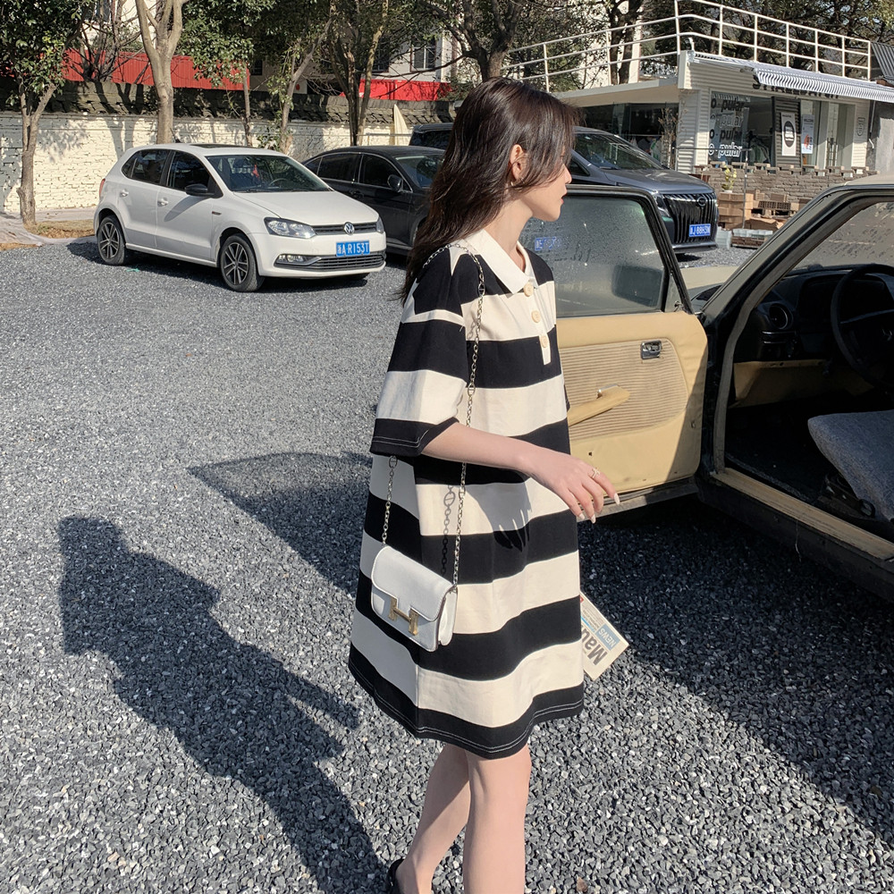 大货已出22年夏季POLO衫条纹连衣裙229-8171-P95控148,女装连衣裙,浙宝229