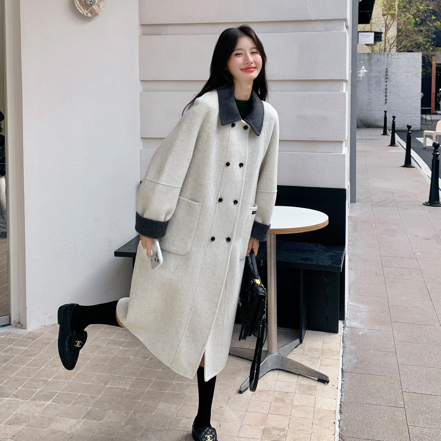 【大货】25年燕麦色双面羊毛大衣双面呢2B175-8457-P275控398,女装毛呢外套,浙宝229