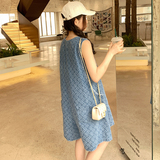 重工艺牛仔提花v领无袖连体衣连体裤229-8175-P105控158，女装连体裤，浙宝229