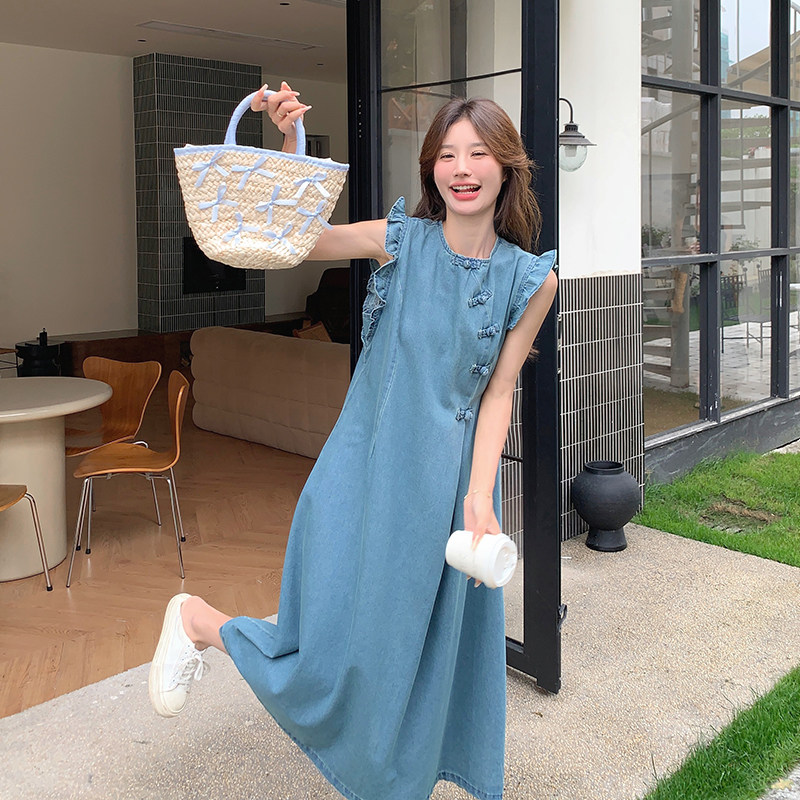 【大货已出】新中式风牛仔中长款连衣裙229-8301-P125控188图片
