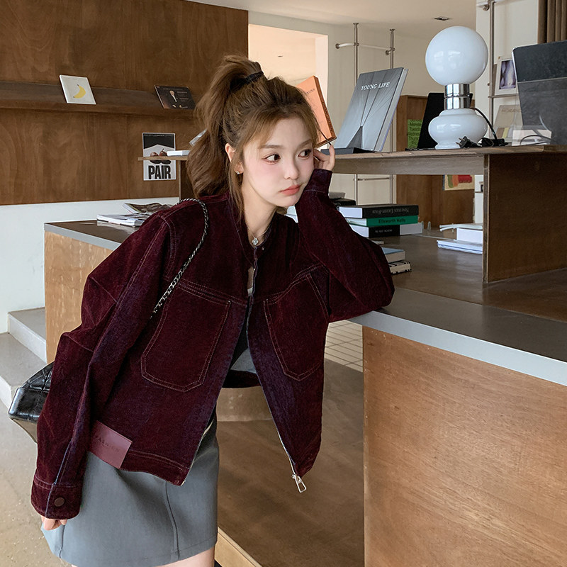 【现货】秋天丝绒牛仔外套2B175-8326-P135控188,女装短外套,浙宝229