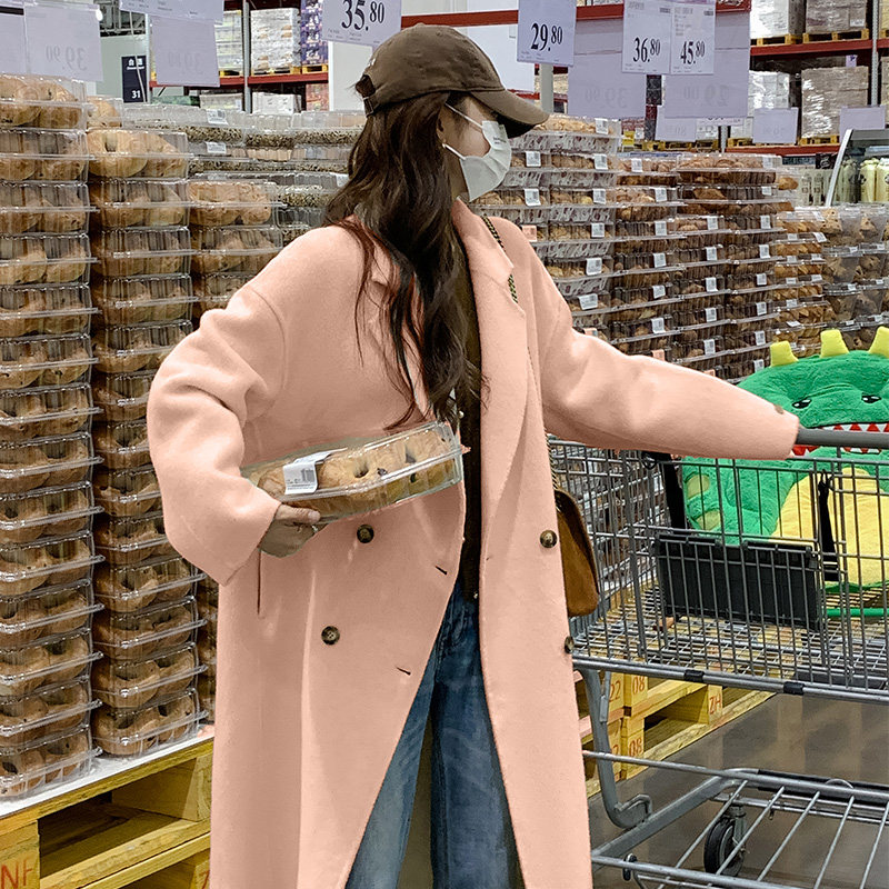 超好看奶白色双面羊绒大衣女秋冬2024新款韩系慵懒风毛呢西装外套，女装毛呢外套，浙宝229