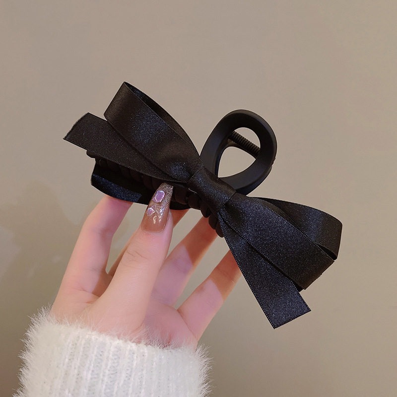 黑色缎带蝴蝶结抓夹女网红气质鲨鱼夹甜美百搭大号盘发发夹头饰