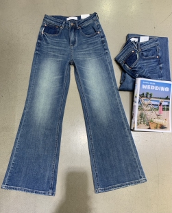 洋气弹力舒服喇叭长裤 tangblue牛仔裤 兜深蓝撞色时尚 裤 爆 2026新款