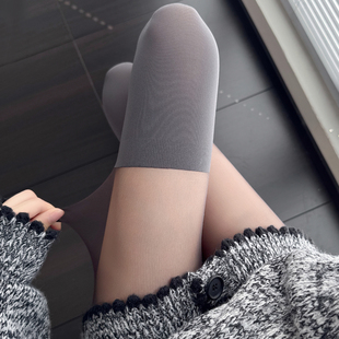 深灰色连裤袜秋冬假大腿袜高筒拼接过膝咖啡色打底袜日系JK白丝女