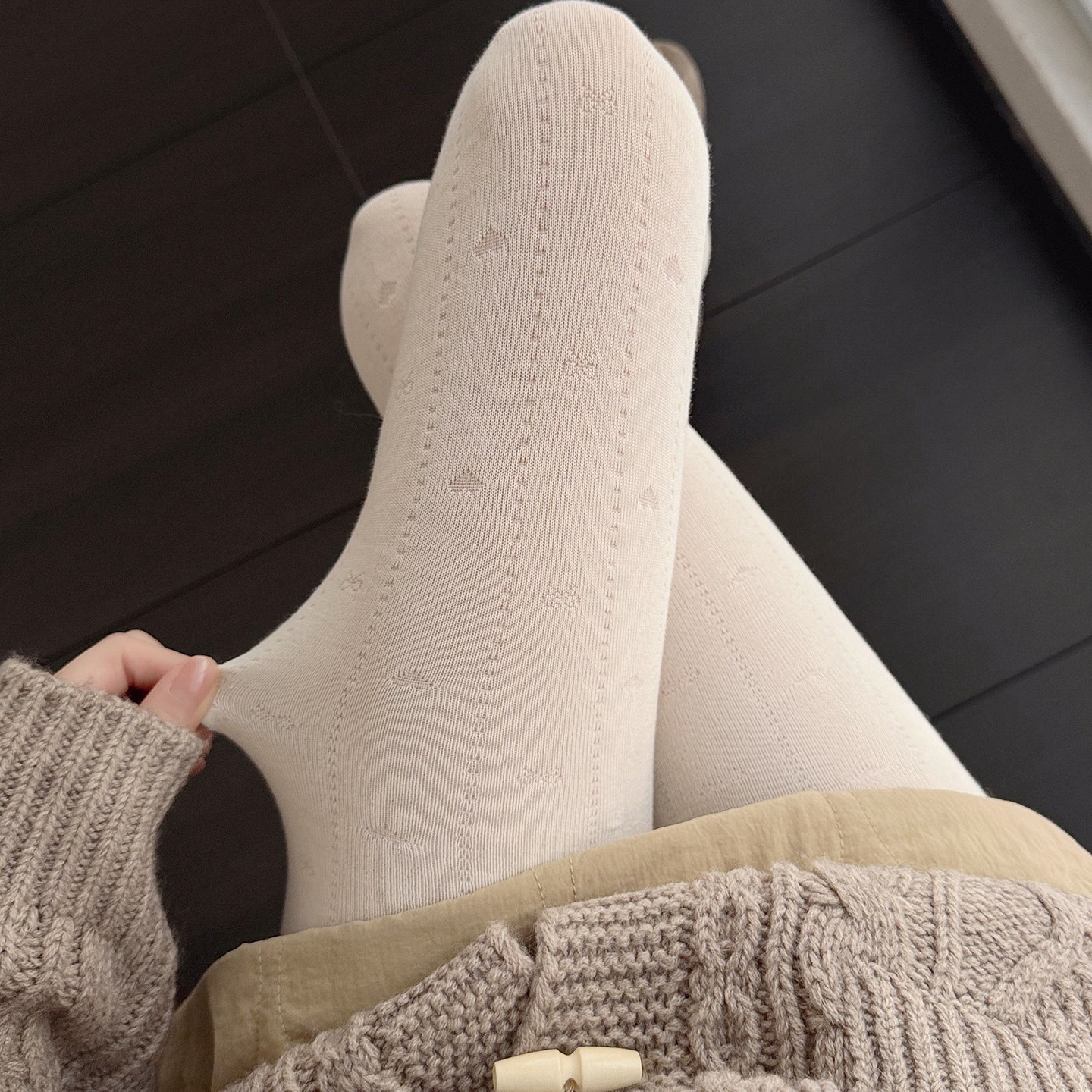 秋冬款JK奶白色甜美爱心蝴蝶结丝袜浅灰色连裤袜女咖啡色打底裤袜