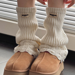 秋冬款加厚奶白色袜套女保暖针织咖色中筒堆堆袜ins韩系灰色腿套
