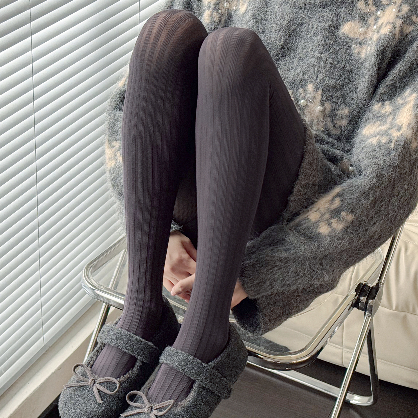 秋冬加厚保暖显瘦深灰色连裤袜