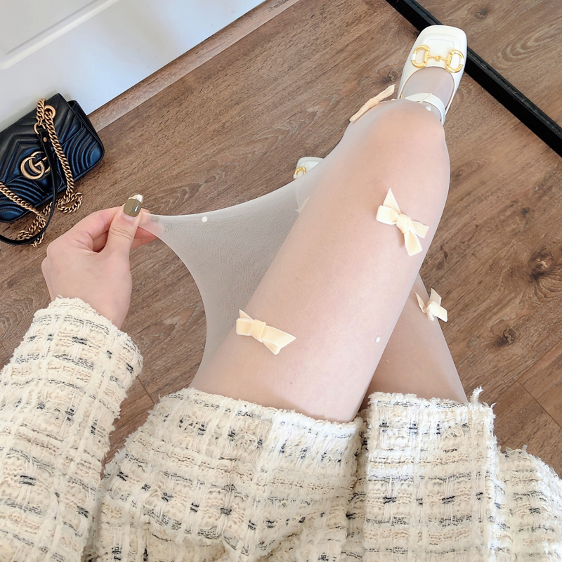 米白色丝袜连裤袜薄款JK白丝女