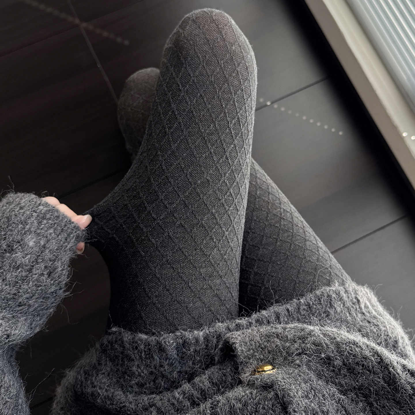 秋冬款显瘦保暖烟灰色打底连裤袜