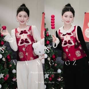 蝴蝶纹开衫 当红不让 新款 圆领马甲上衣外穿女 新中式 YANG