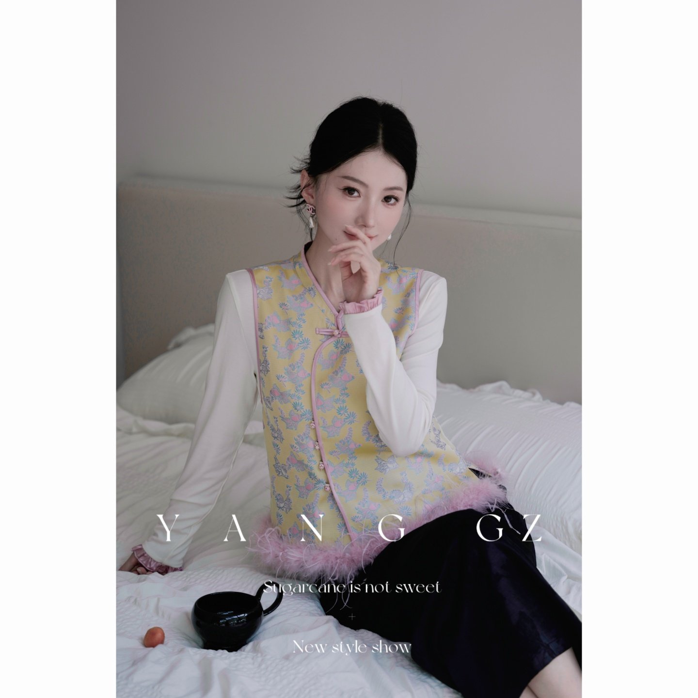 YANG GZ【金鱼纳福】新中式国风金鱼提花驼鸟毛马甲外穿上衣女,女装/女士精品,汉服上装,淘宝优惠券,粉丝福利购,淘宝优惠卷