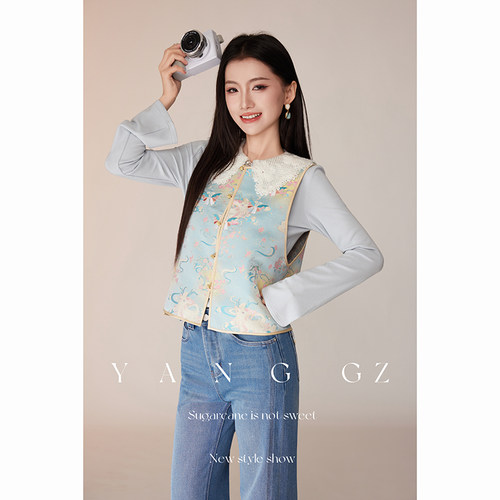 新款麒麟踏春纹马甲外穿上衣女