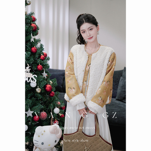 新款 YANG 新中式 宝马腾飞 马踏祥云纹棉服上衣外套女