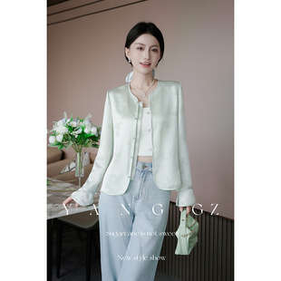 设计感梅兰竹菊纹圆领衬衫 雅韵四芳 新款 上衣女 新中式 YANG