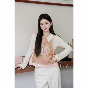YANG GZ【太平盛景】新中式新款宝相花唐马纹刺绣马甲外穿上衣女