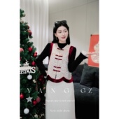 新款 YANG 新中式 团团圆圆 宝相花毛领翻领马甲外穿上衣女