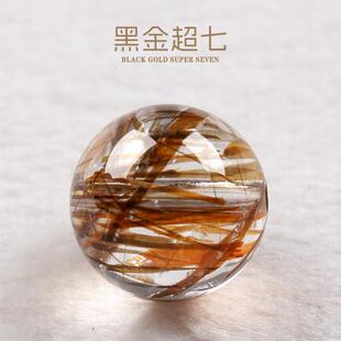 天然黑金超七水晶散珠 粗发丝云母双轮骨干钛晶多宝手链diy单珠
