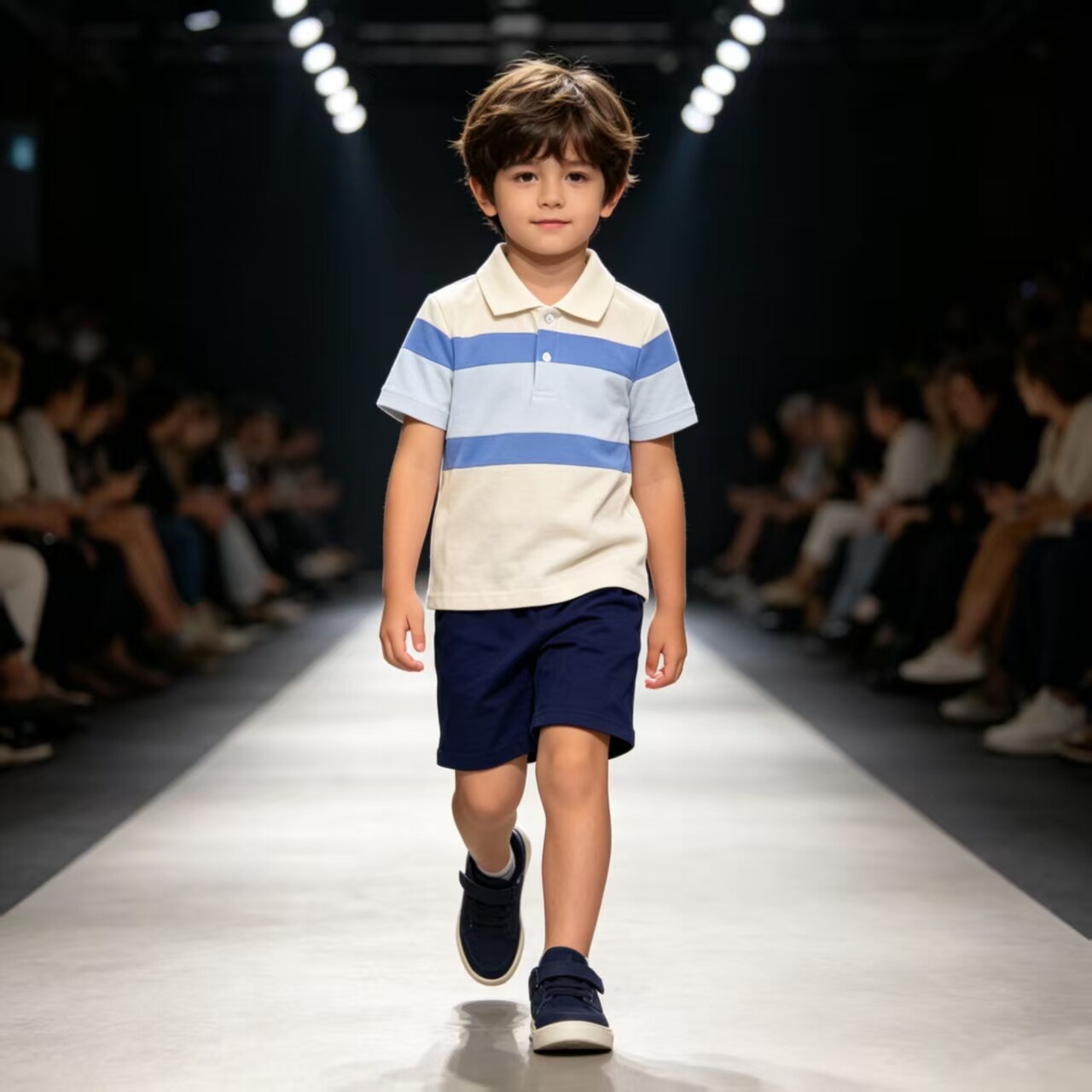 夏季男童条纹Polo短袖套装儿童英伦翻领T恤休闲短裤幼儿园两件套