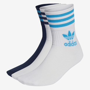 运动中筒袜三双装 Adidas 阿迪达斯正品 三叶草透气男女同款 HN6870