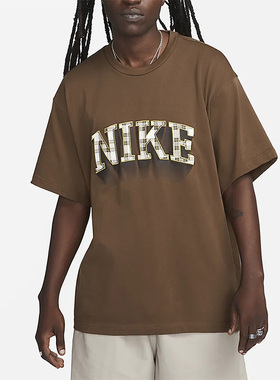 Nike/耐克正品新款立体格纹宽松男子短袖T恤 FB2736-259
