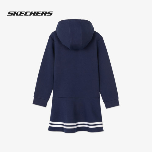 Skechers/斯凯奇正品 秋冬新款女童荷叶边甜美针织运动连衣裙
