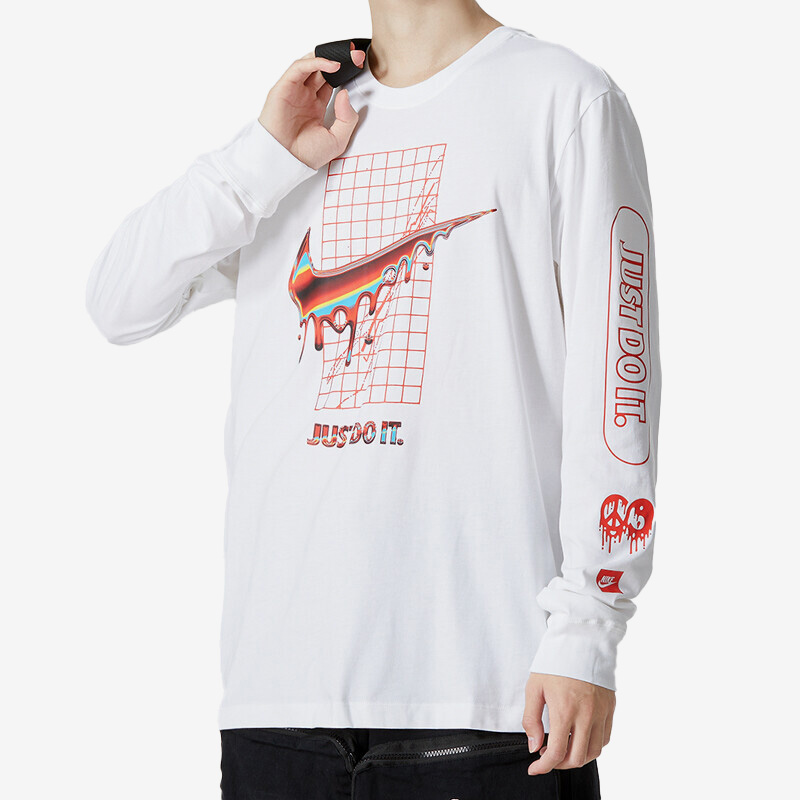 Nike/耐克正品夏新款男子运动休闲透气跑步印花长袖T恤DR8075-100