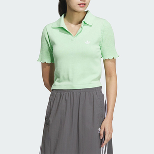 JC7859 Adidas 阿迪达斯正品 三叶草女士套头短袖 翻领POLO衫