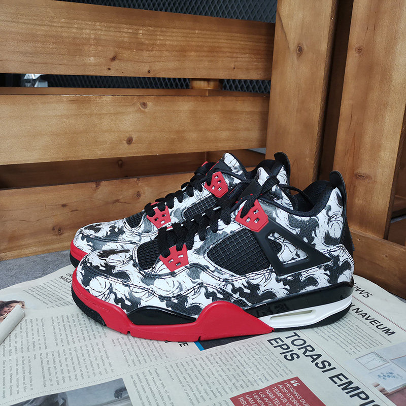 nike/耐克正品air jordan 4 retro aj4纹身涂鸦大童篮球鞋bv7451