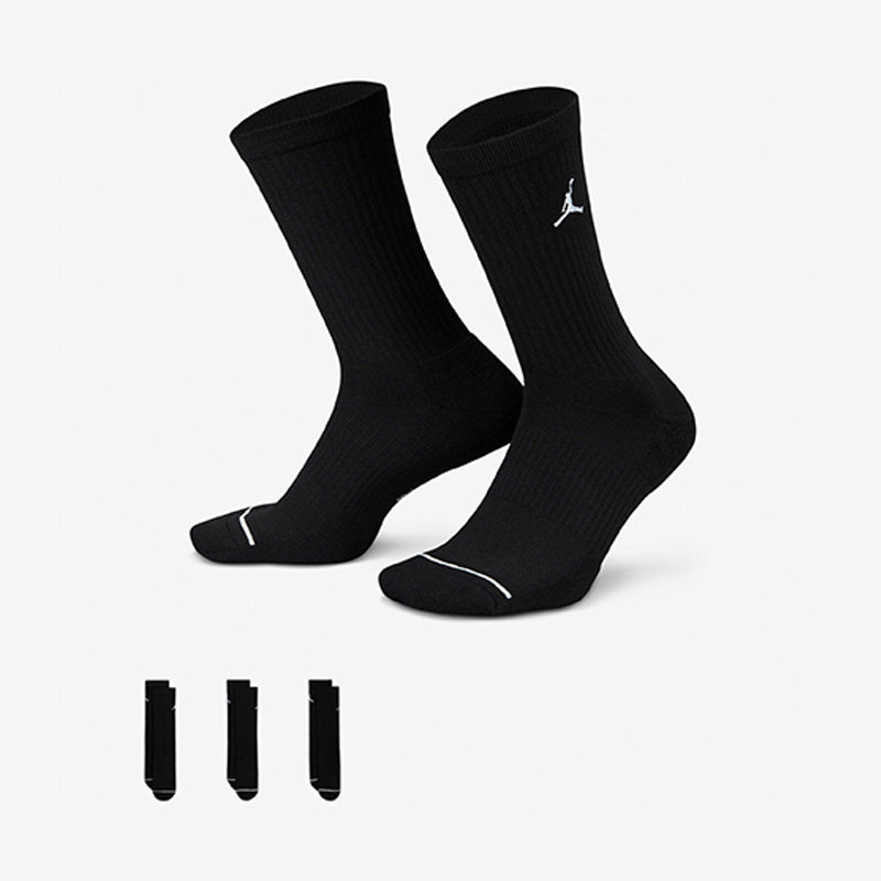 nike/耐克正品air jordan男女款运动耐磨中筒袜三双装 dx9632-010