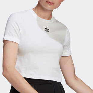 女子休闲运动露脐短袖 Adidas 新款 三叶草 T恤GN2803 阿迪达斯正品